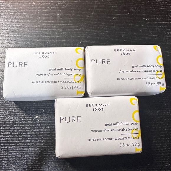 (3) Beekman 1802 Pure Goat Milk Body Soap, a fragrance-free moisturizing 3.5oz - Picture 1 of 3